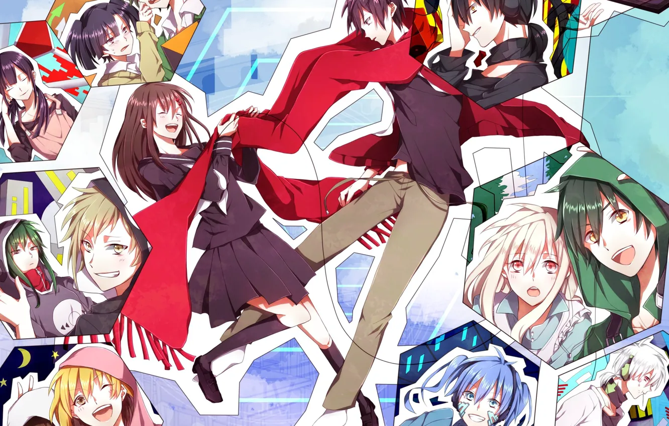 Photo wallpaper girls, collage, guys, characters, Kagerou Project, The project "hot Fog"