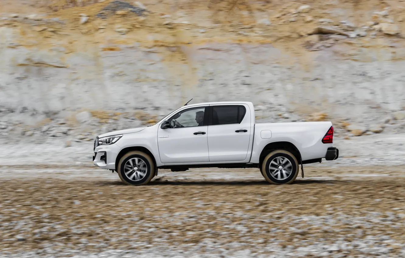 Photo wallpaper white, Toyota, pickup, Hilux, in profile, Special Edition, 2019