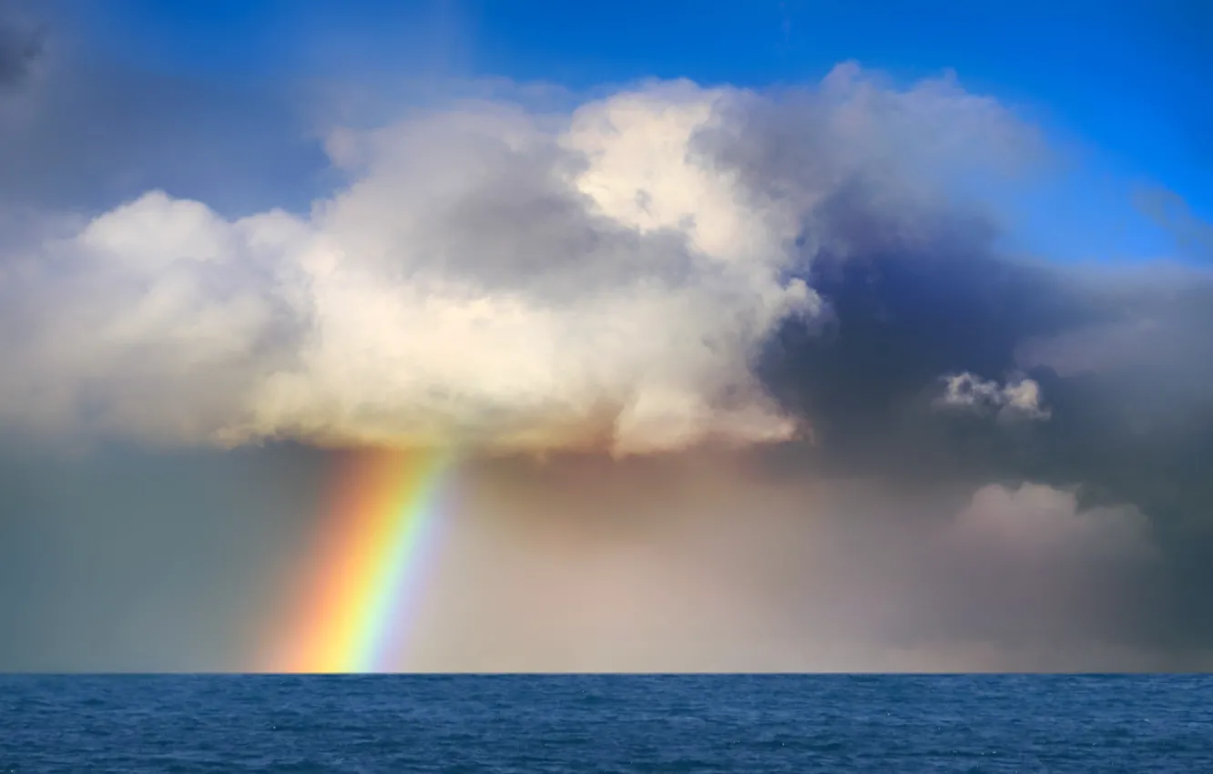 Photo wallpaper sea, the sky, rainbow