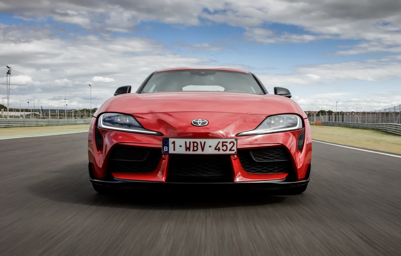 Photo wallpaper red, coupe, before, Toyota, track, Supra, the fifth generation, mk5, double, 2019, GR Above, A90, …