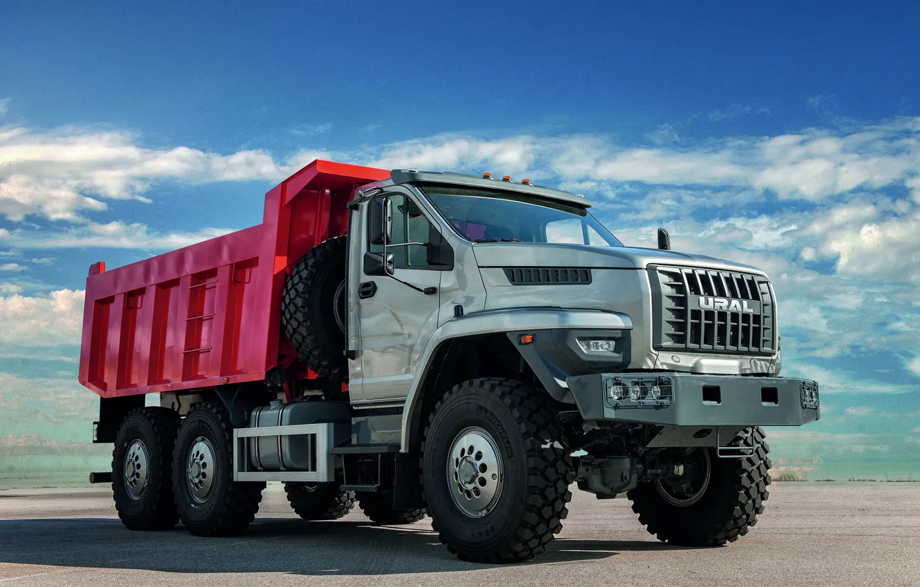 Photo wallpaper truck, body, Ural, 6x6, dump truck, triaxial, bonnet, URAL