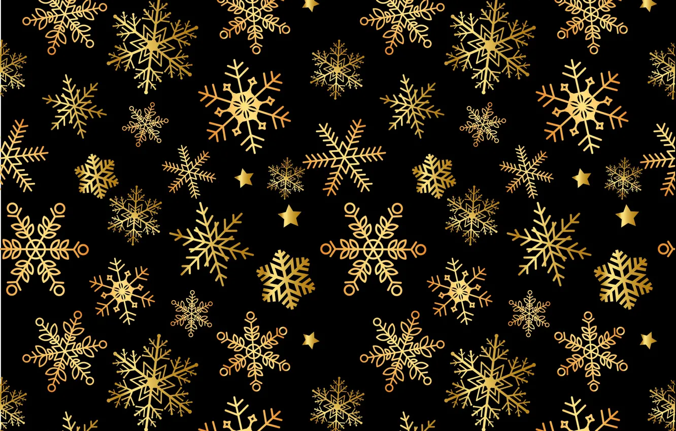 Photo wallpaper snowflakes, background, gold, Christmas, New year, golden, christmas, winter, background, pattern, merry, snowflakes, seamless