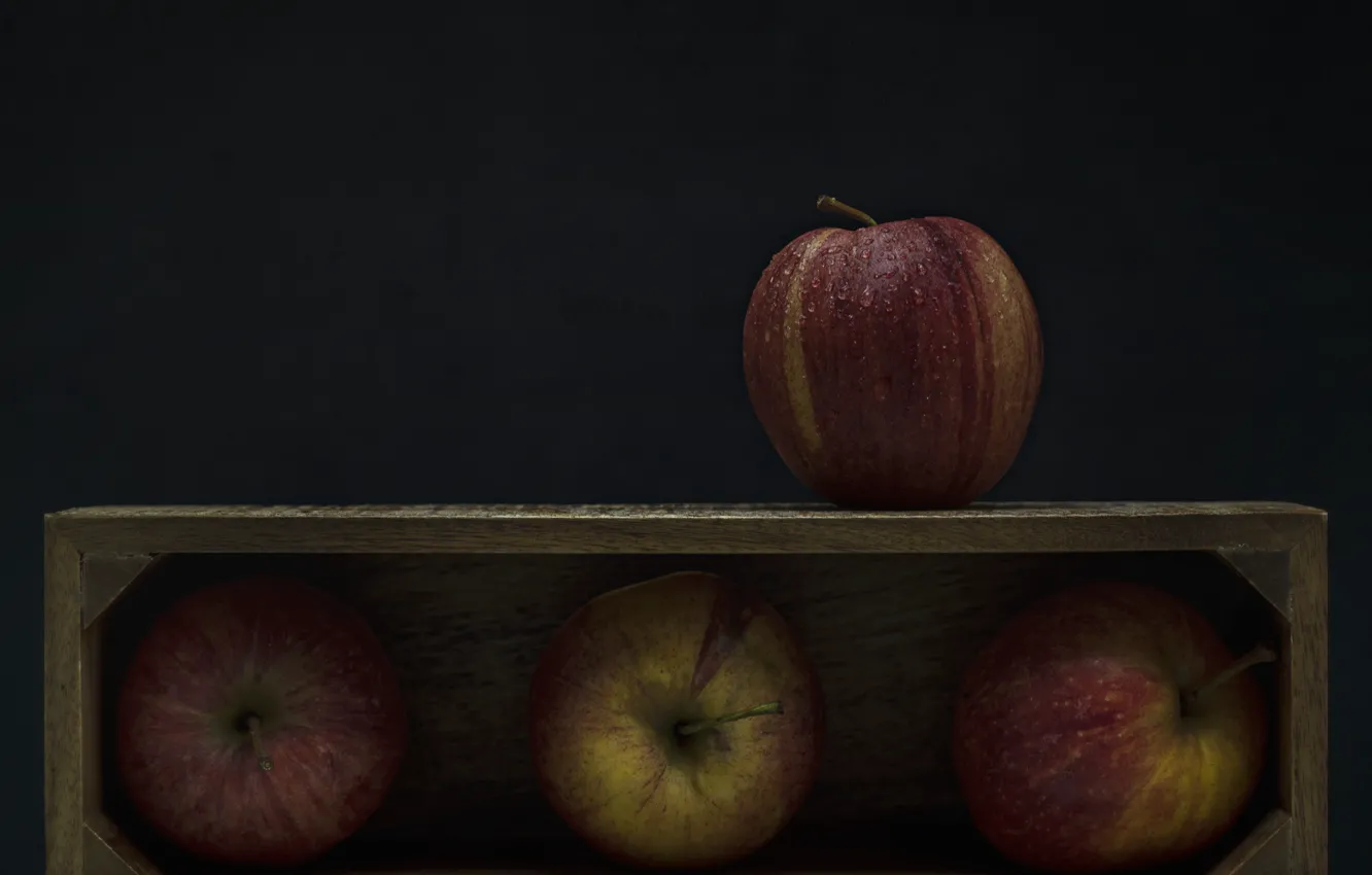 Photo wallpaper apples, fruit, box