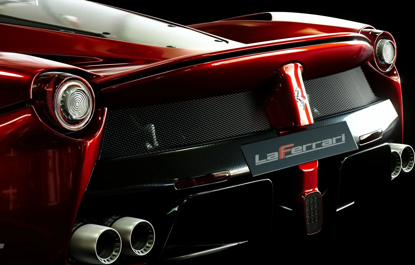 Photo wallpaper Macro, Red, Auto, Black, Ferrari, Ferrari, LaFerrari, Gran Turismo Sport