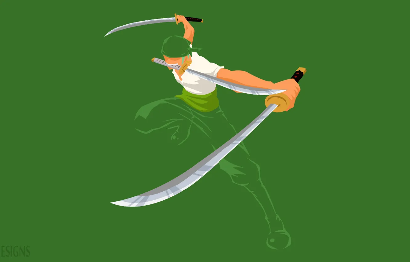 Wallpaper greens, minimalism, guy, swords, One Piece images for desktop,  section сёнэн - download