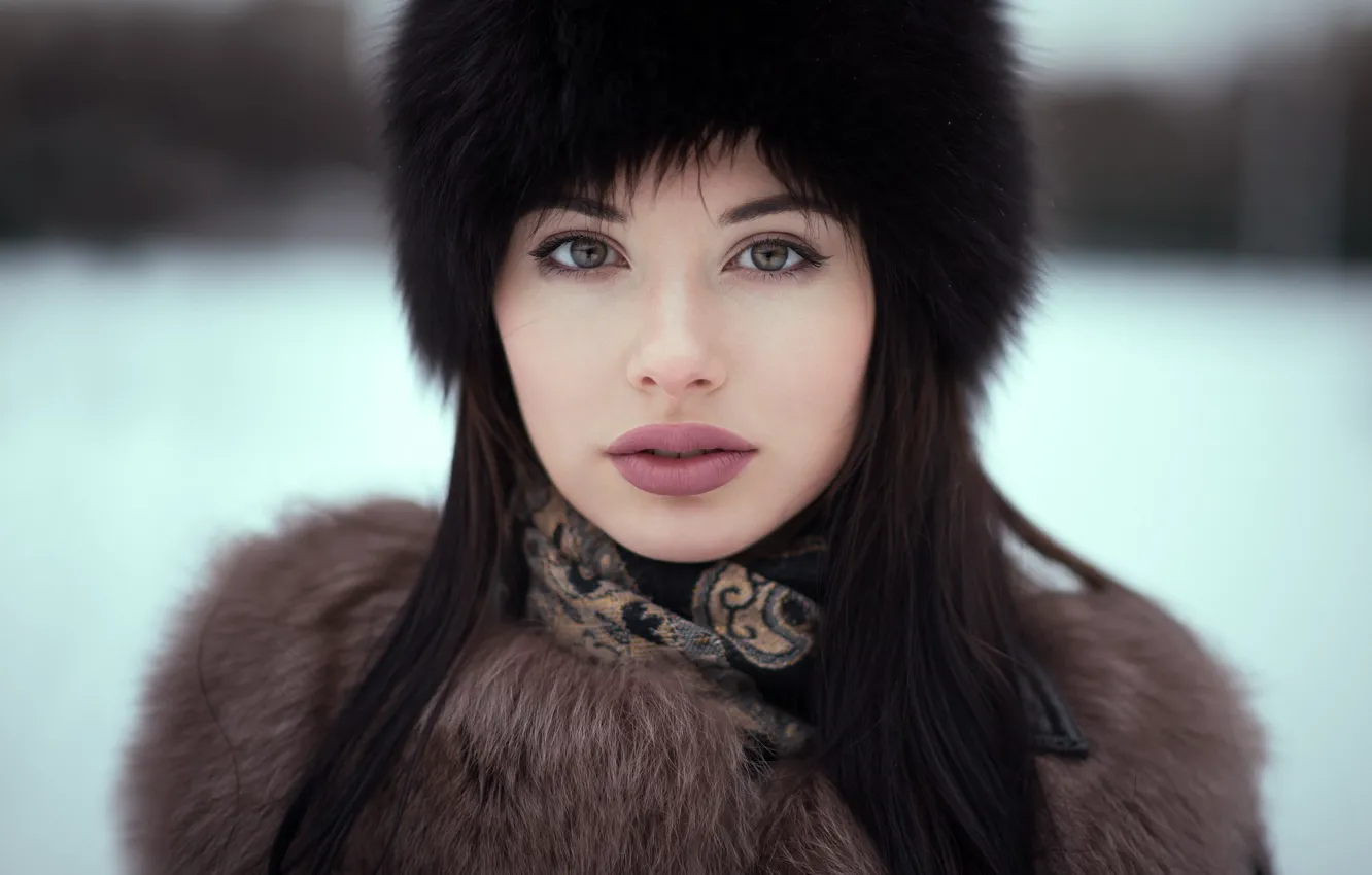 Фото обои зима, взгляд, Девушка, Андрей Фирсов