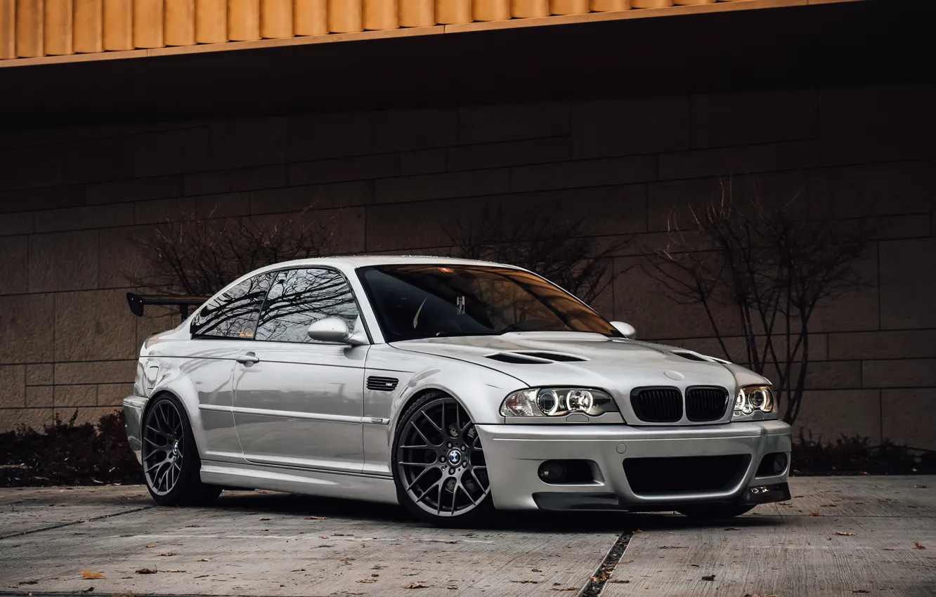 Photo wallpaper BMW, Front, Grey, BMW M3, M3 E46
