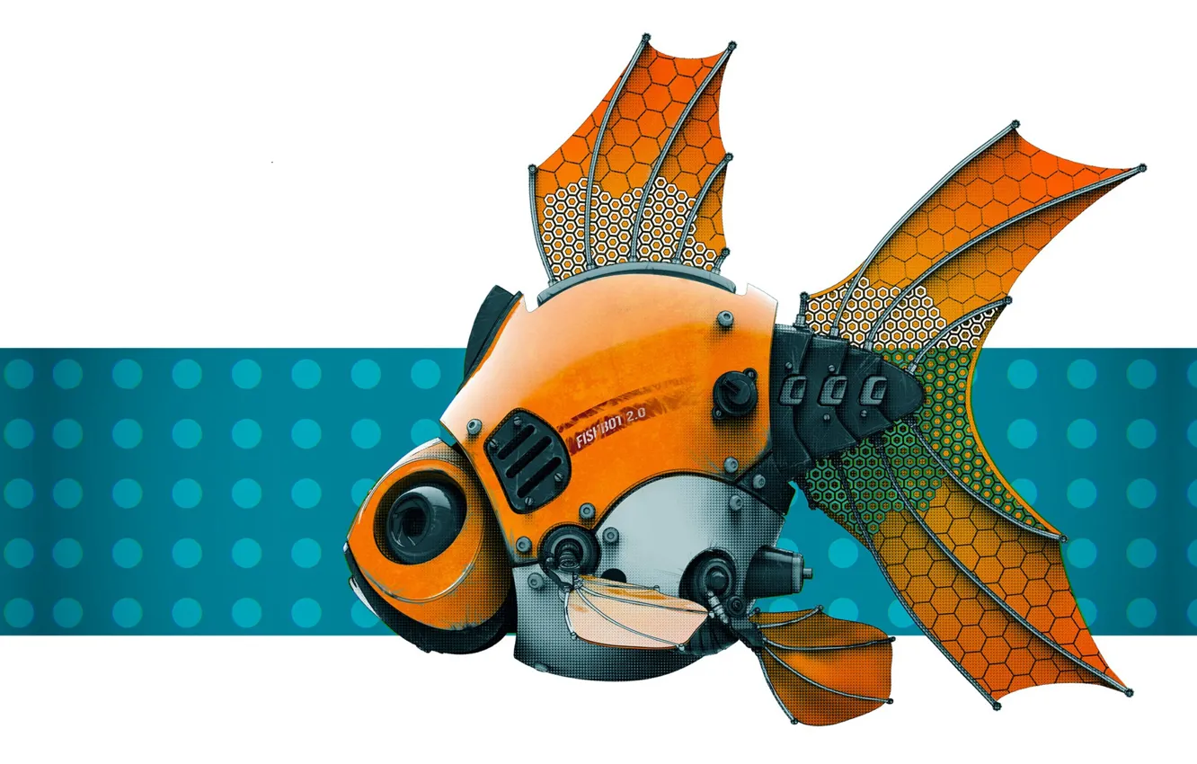 Wallpaper robot, fish, Stephen Anderson, FishBot  - Render images for  desktop, section рендеринг - download