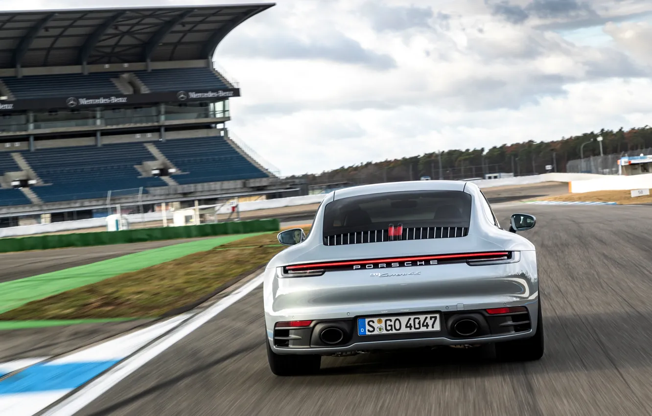 Photo wallpaper coupe, track, 911, Porsche, Carrera 4S, 992, 2019, slowing