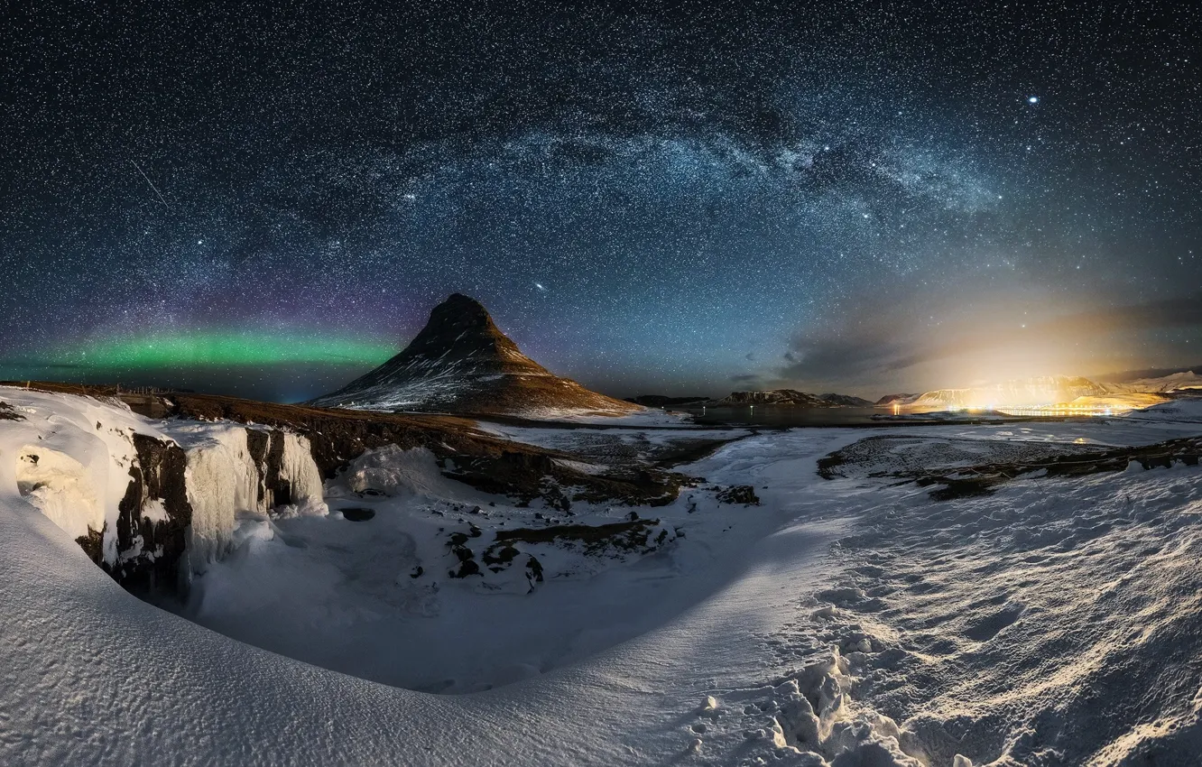Wallpaper the sky, stars, night, mountain, the milky way, Iceland images  for desktop, section пейзажи - download