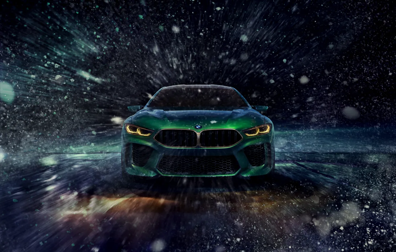 Photo wallpaper coupe, BMW, front view, Blizzard, Blizzard, 2018, M8 Gran Coupe Concept