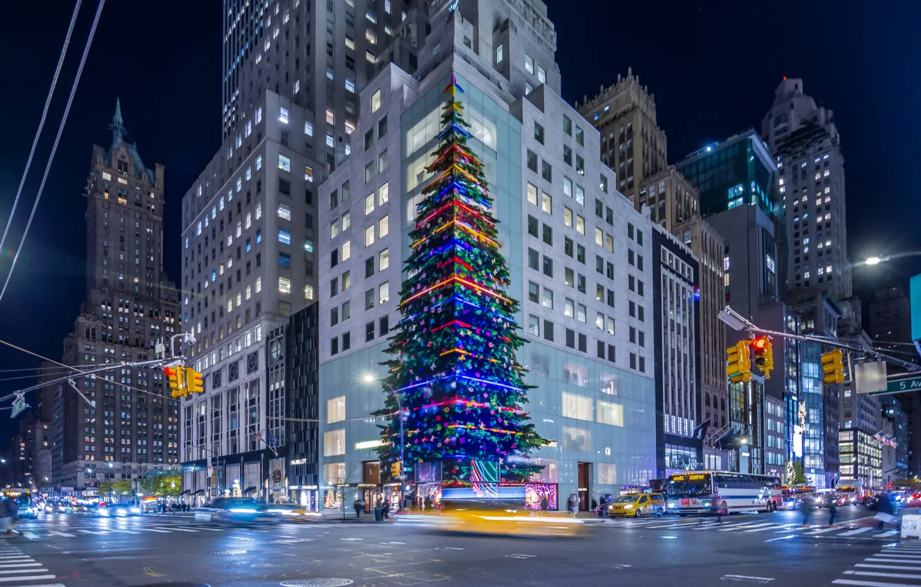 Photo wallpaper street, the building, New York, tree, New York City, Louis Vuitton