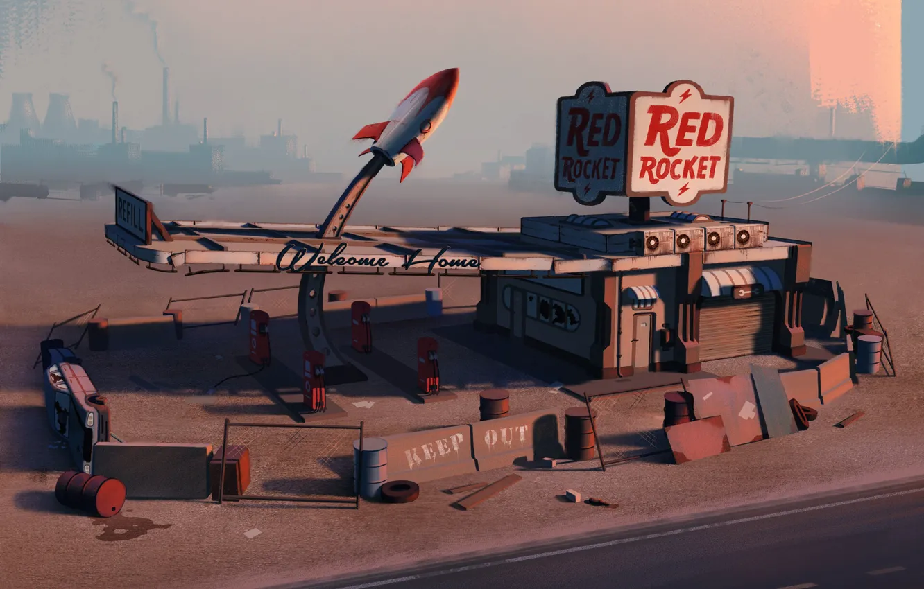 Wallpaper Fallout Architecture Gas Station Post Apocalyptic Environments Red Rocket By Edgaras Cernikas Red Rocket Gas Station Edgaras Cernikas Images For Desktop Section Igry Download
