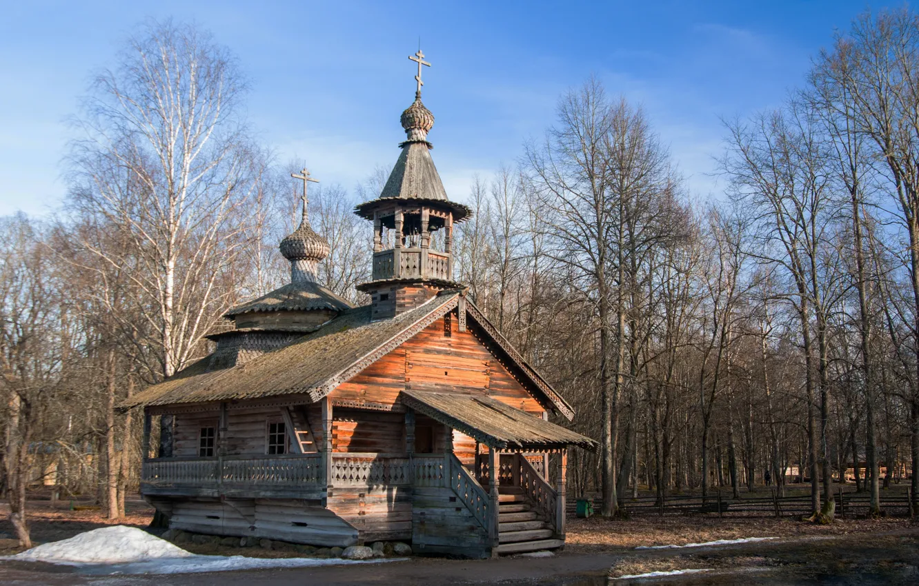 Photo wallpaper landscape, nature, spring, Church, Veliky Novgorod