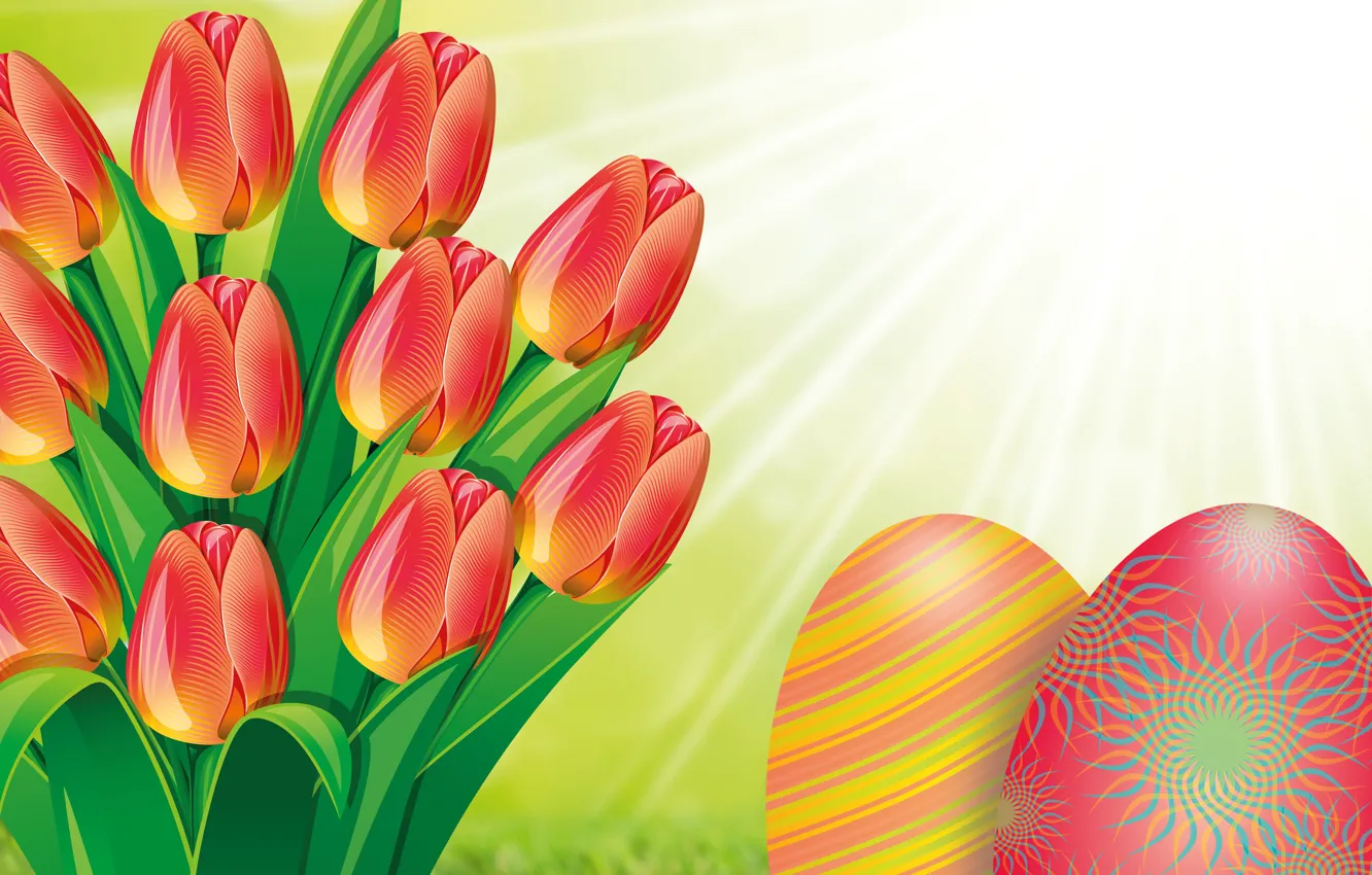 Photo wallpaper the sun, flowers, spring, Easter, tulips, bright holiday