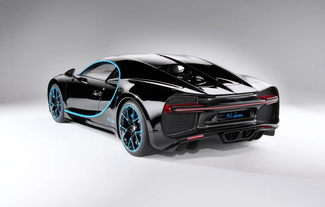 Photo wallpaper background, black, art, rear view, hypercar, Bugatti Chiron