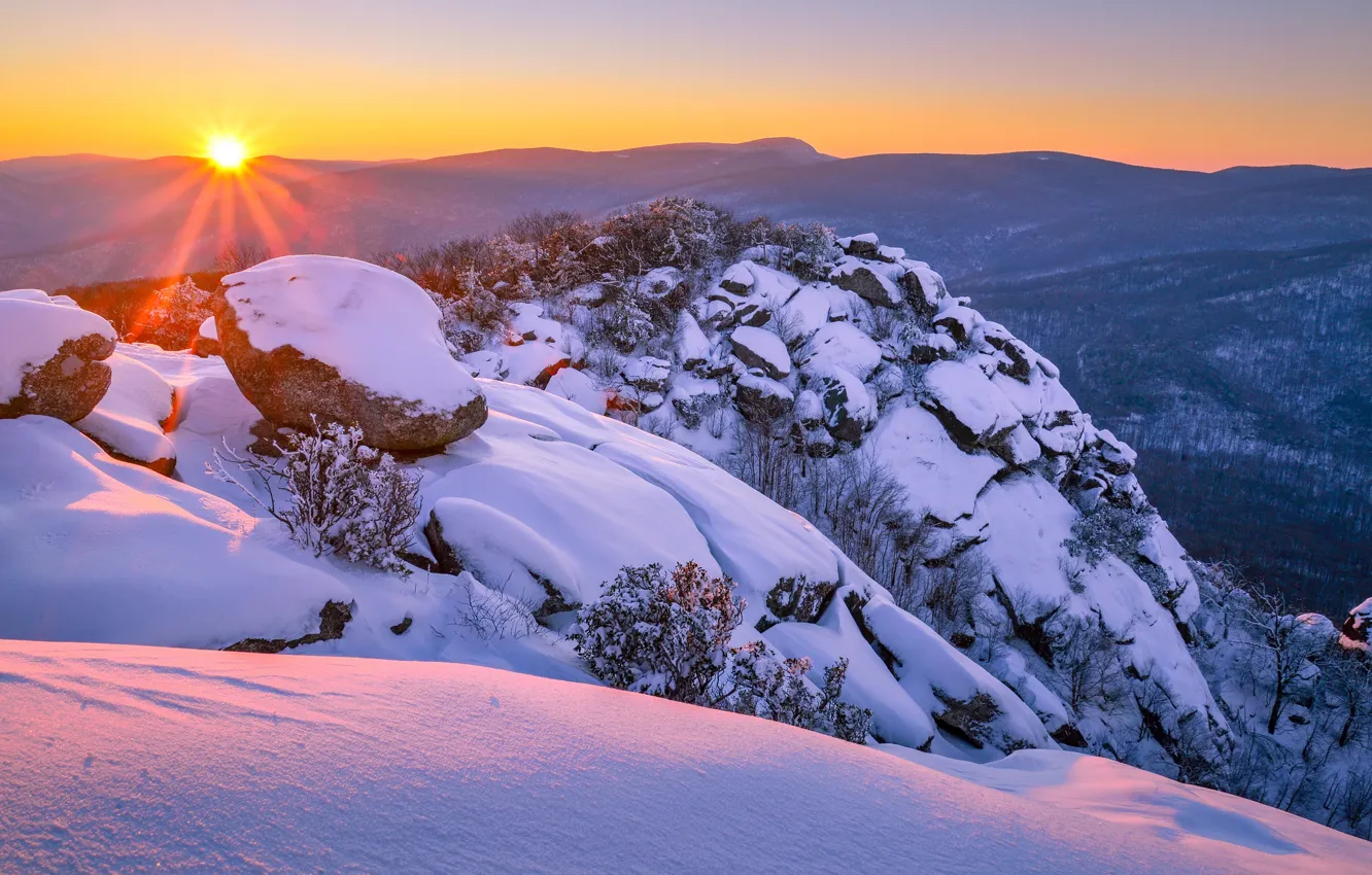 Wallpaper winter, snow, sunset, mountains, the snow, Virginia, Virginia