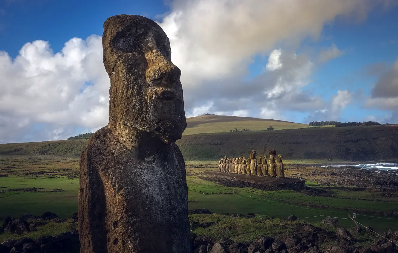 Photo wallpaper Chile, Easter Island, Ahu Tongariki