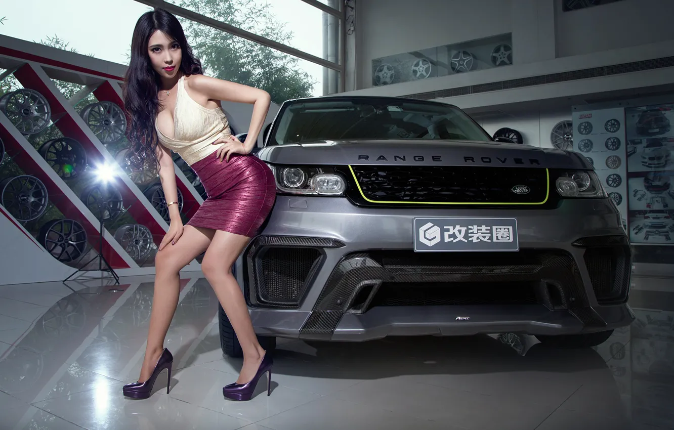 Wallpaper auto, look, Girls, Range Rover, Asian, beautiful girl, posing on  the car images for desktop, section девушки - download