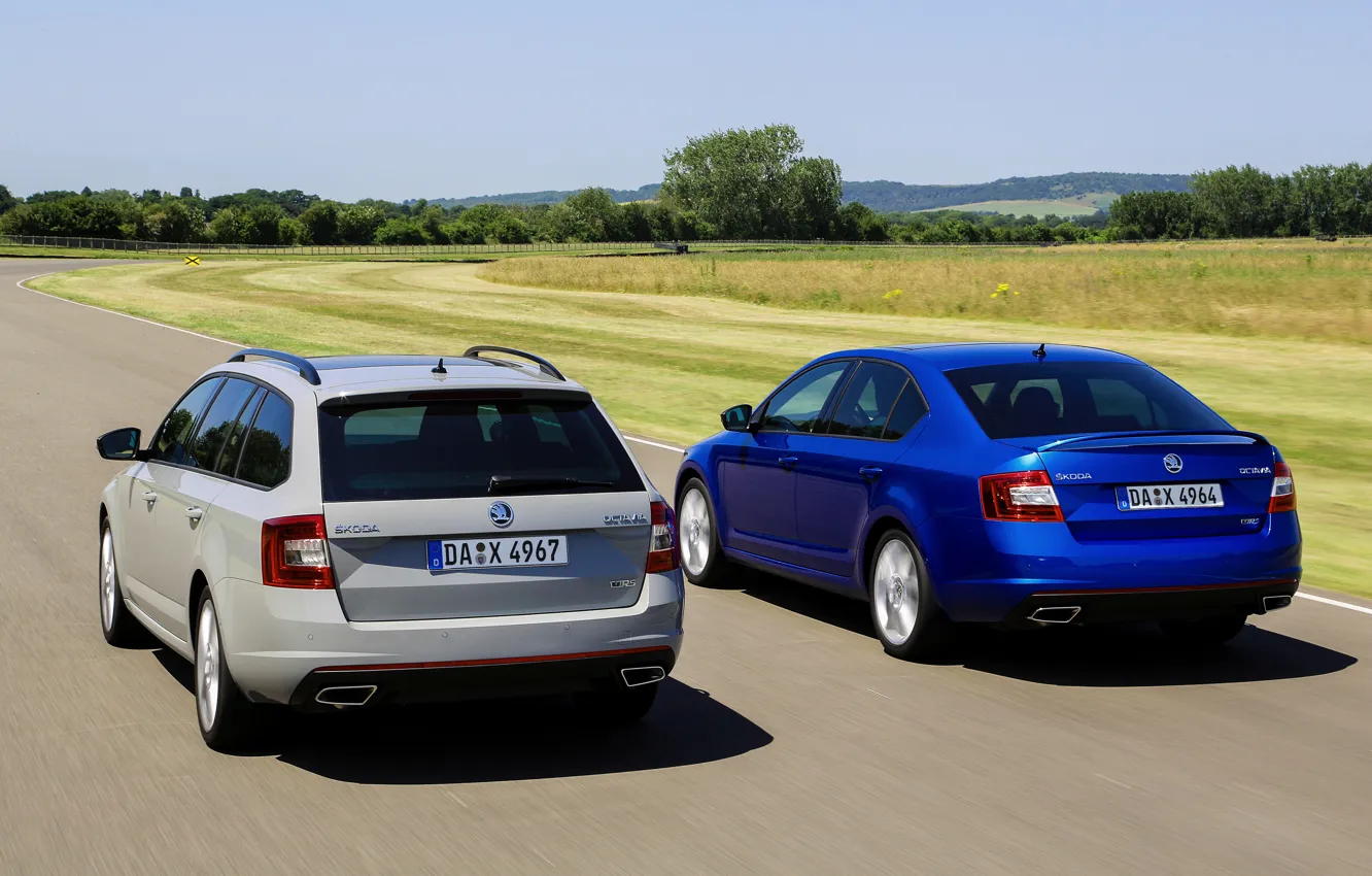 Photo wallpaper blue, grey, sedan, Skoda, universal, 2013, Skoda, Octavia RS, Octavia Combi RS