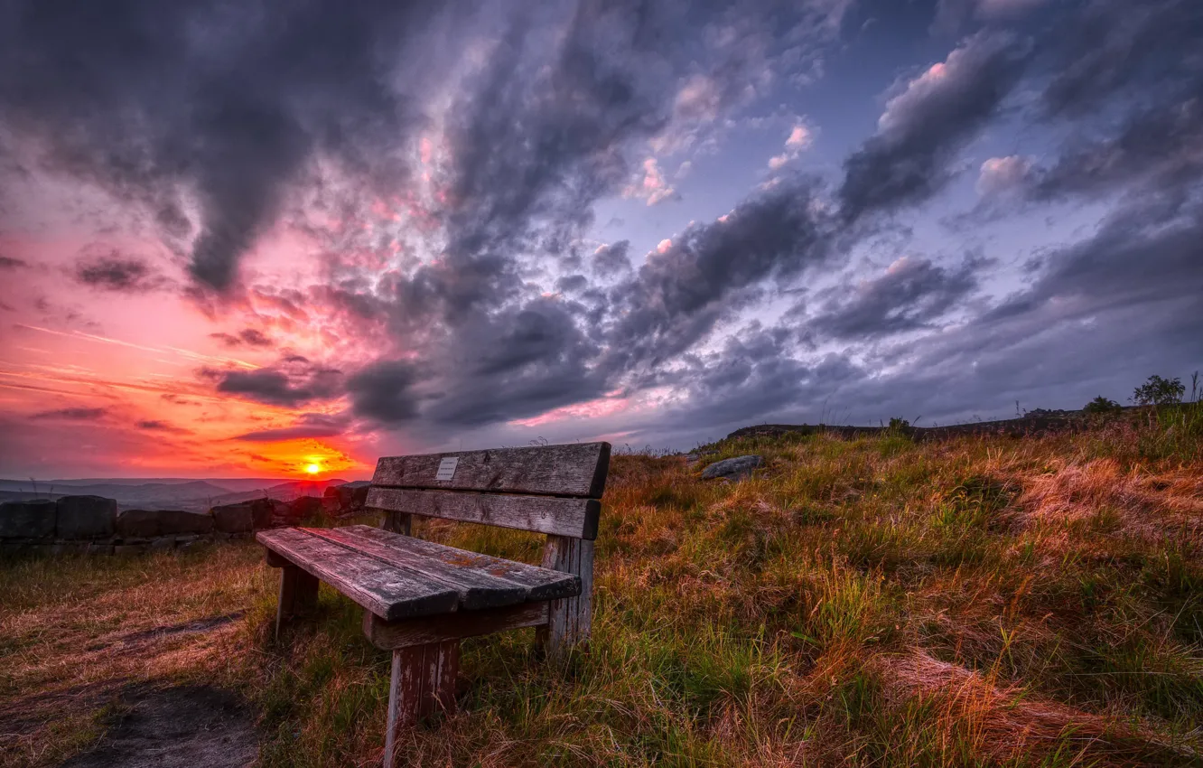Wallpaper sunset, nature, bench images for desktop, section природа -  download