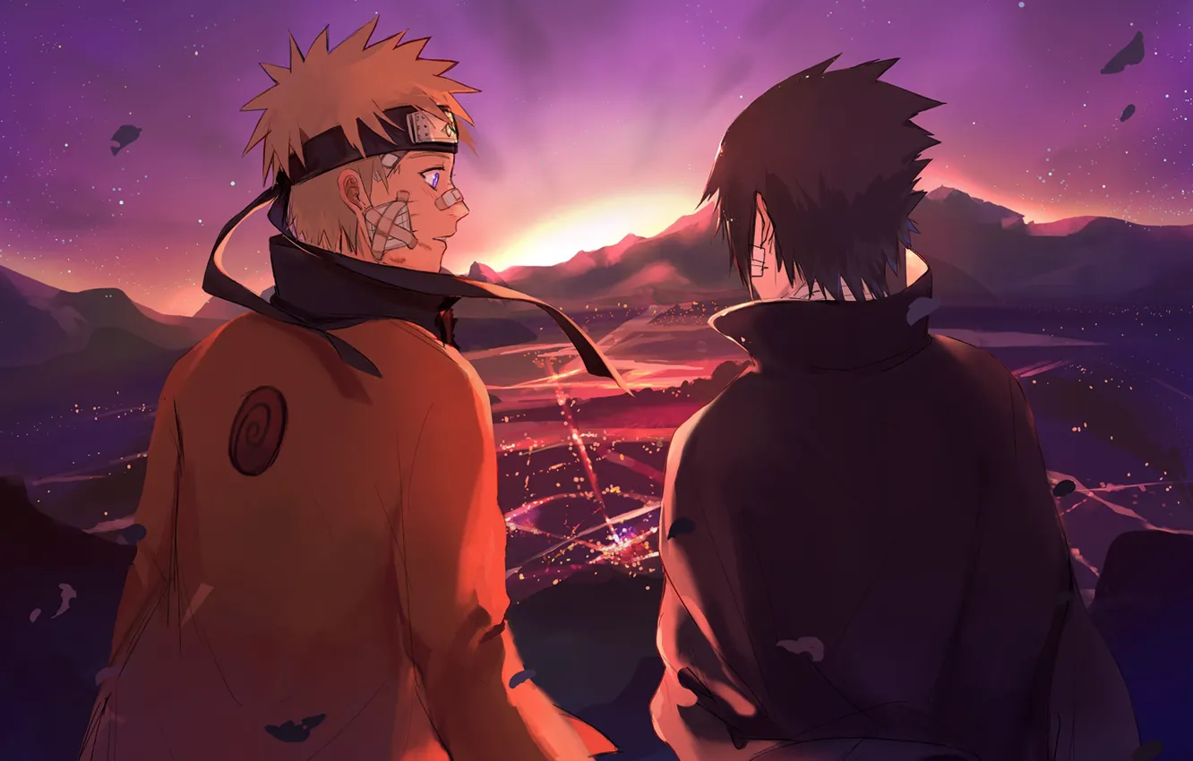 Photo wallpaper sunset, anime, art, Sasuke, Naruto, Naruto