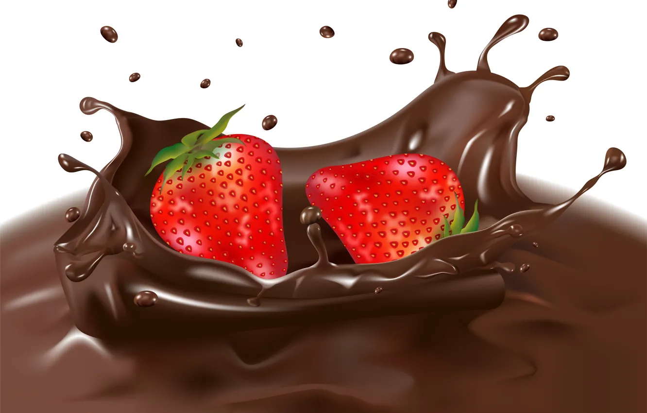 Wallpaper squirt, berries, chocolate, strawberry, splash. images for  desktop, section рендеринг - download