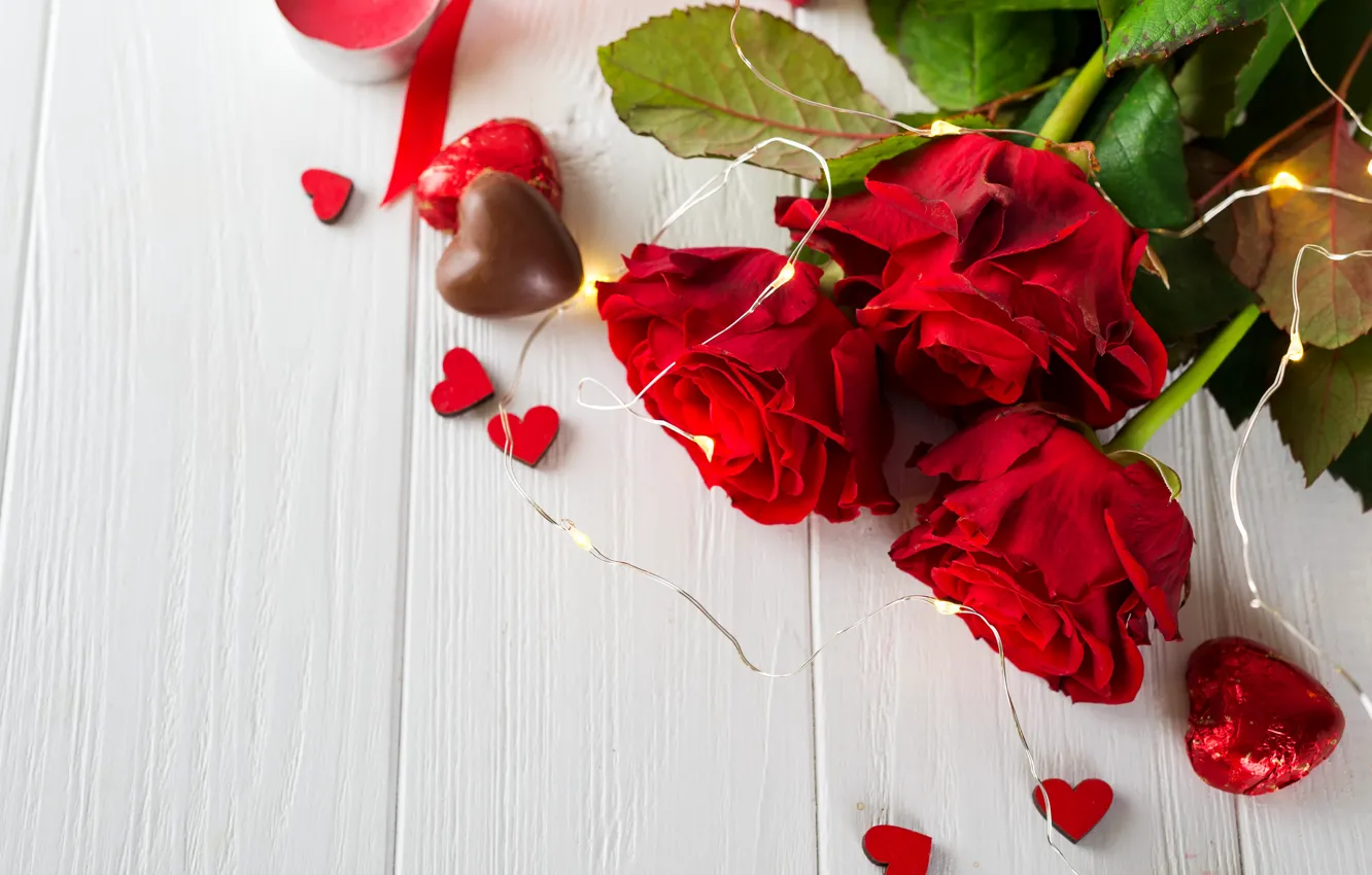 Wallpaper chocolate, roses, candy, hearts, red, red, love, flowers,  romantic, hearts, chocolate, valentine's day, roses images for desktop,  section праздники - download