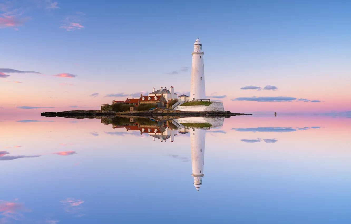 Photo wallpaper England, Sea, St Mary's Lighthouse, Seascape •