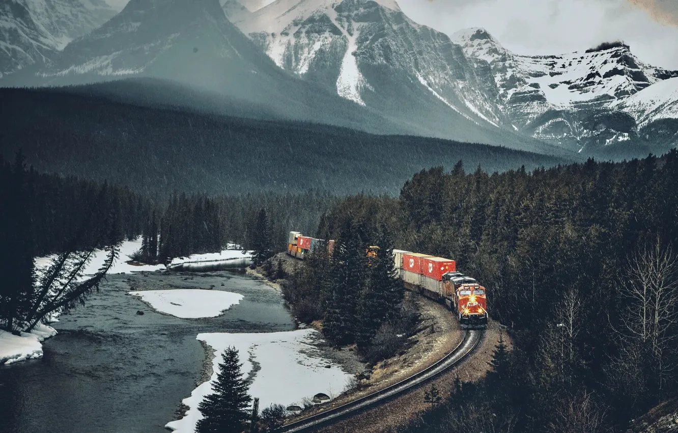 Wallpaper mountains, Train, railroad images for desktop, section пейзажи -  download