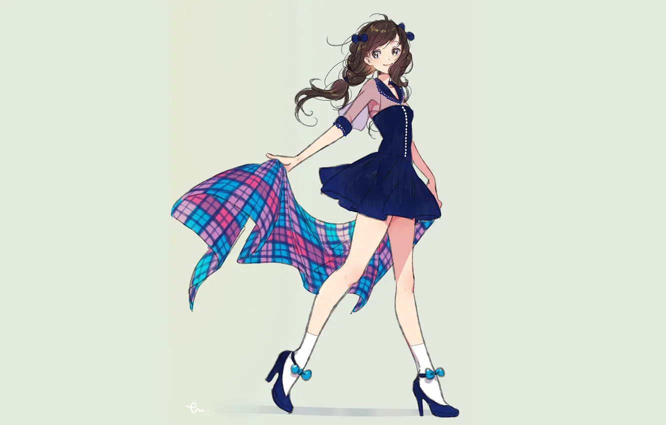 Photo wallpaper girl, background, skirt