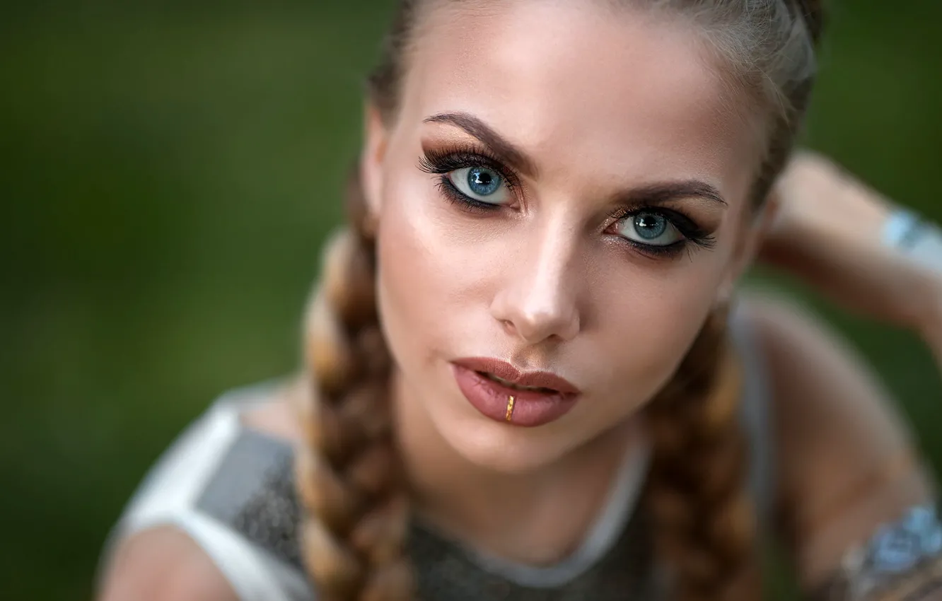 Wallpaper face, model, portrait, makeup, hairstyle, beauty, bokeh, braids,  Karina, Dmitry Sn images for desktop, section девушки - download