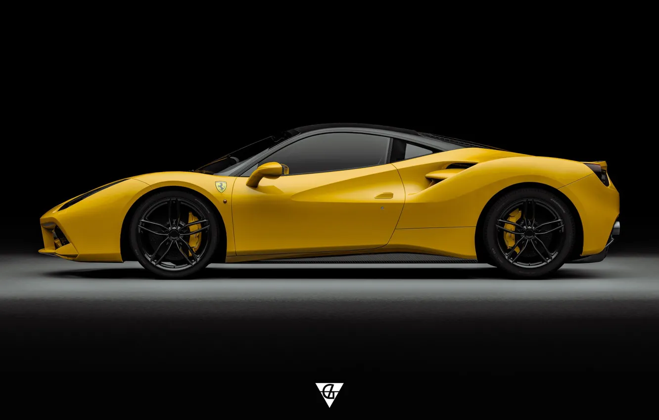 Photo wallpaper Auto, Yellow, Machine, Ferrari, Supercar, Sports car, Side view, 488, Ferrari 488, Transport & Vehicles, …