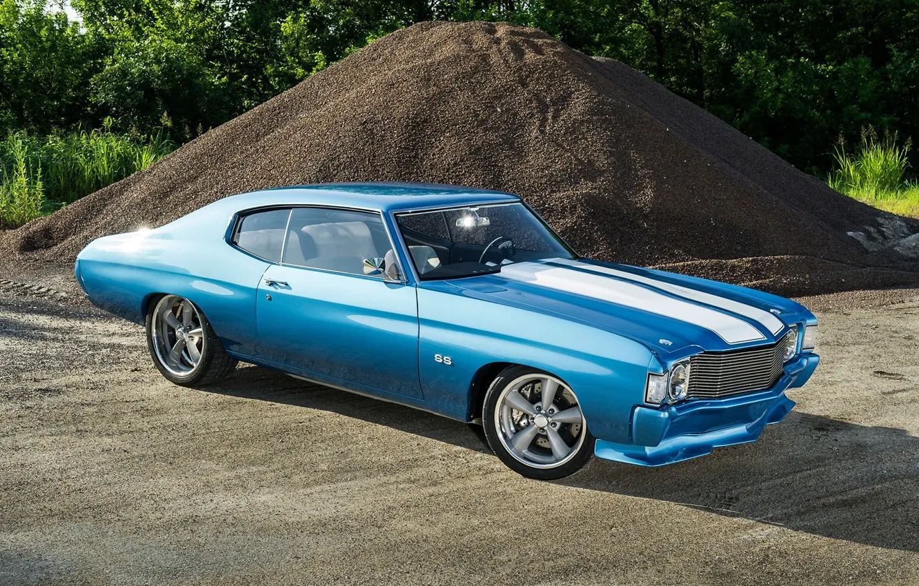 Photo wallpaper Chevrolet, Blue, Coupe, Chevelle, Muscle car, Supercharged, Vehicle