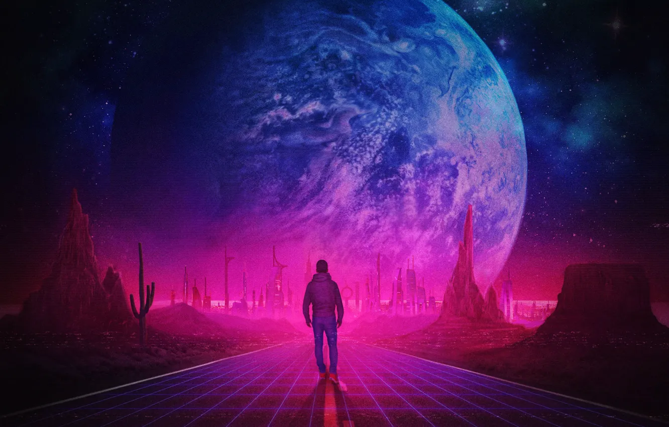 Wallpaper Road, Music, People, Planet, Style, Guy, Style, Neon,  Illustration, 80's, Synth, Retrowave, Synthwave, New Retro Wave,  Futuresynth, Sintav images for desktop, section рендеринг - download
