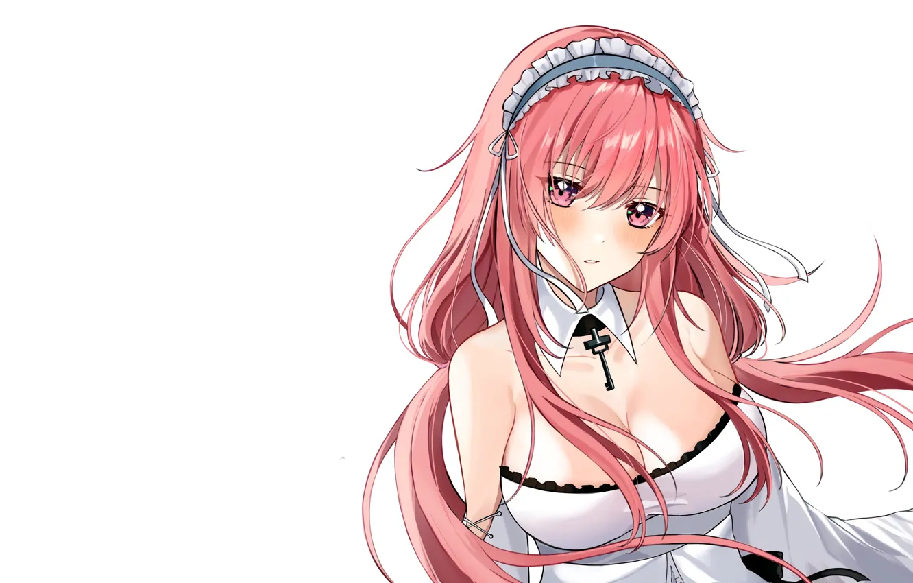 Photo wallpaper girl, sexy, cleavage, pink hair, long hair, dress, boobs, anime, beautiful, pretty, breasts, Perseus, attractive, …