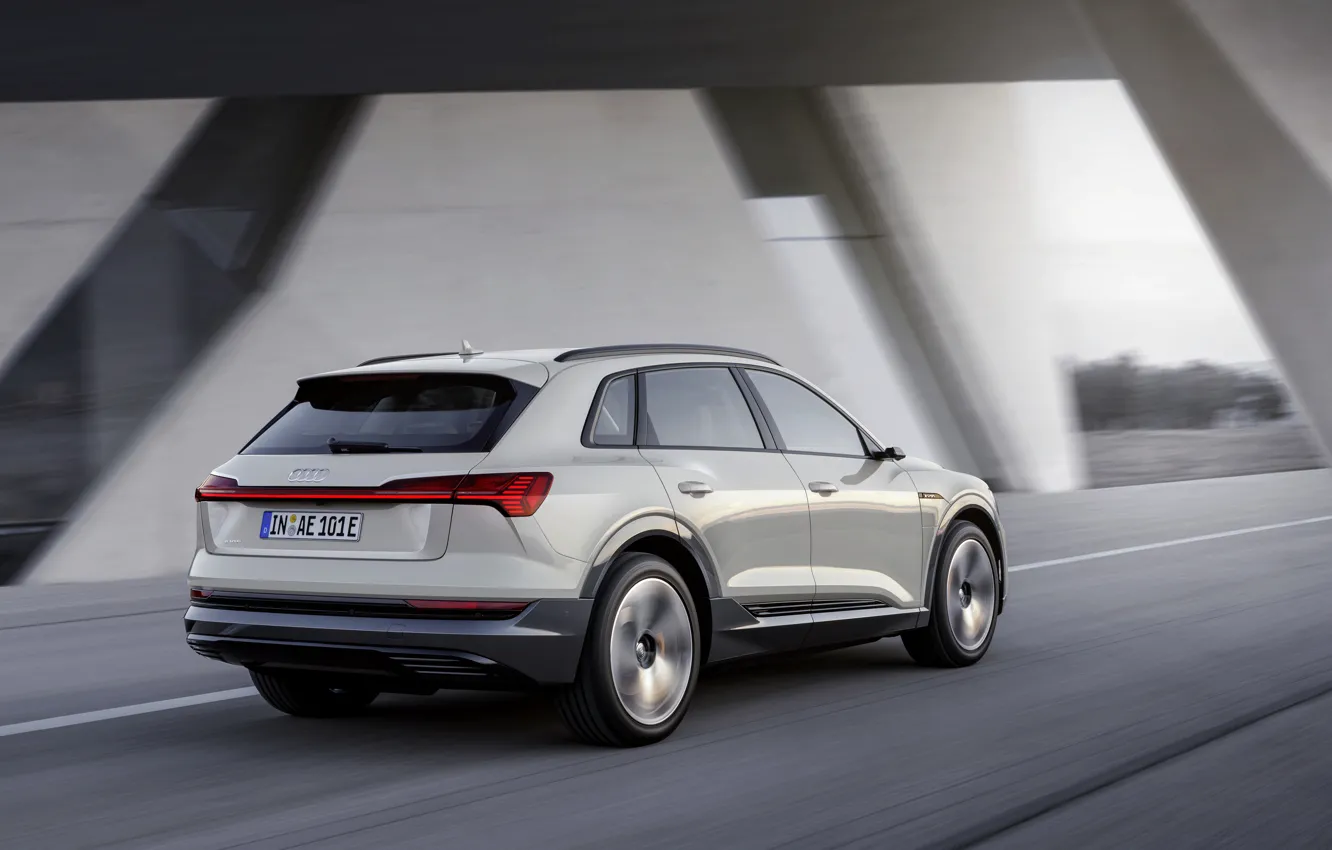 Photo wallpaper grey, movement, Audi, rear view, E-Tron, 2019