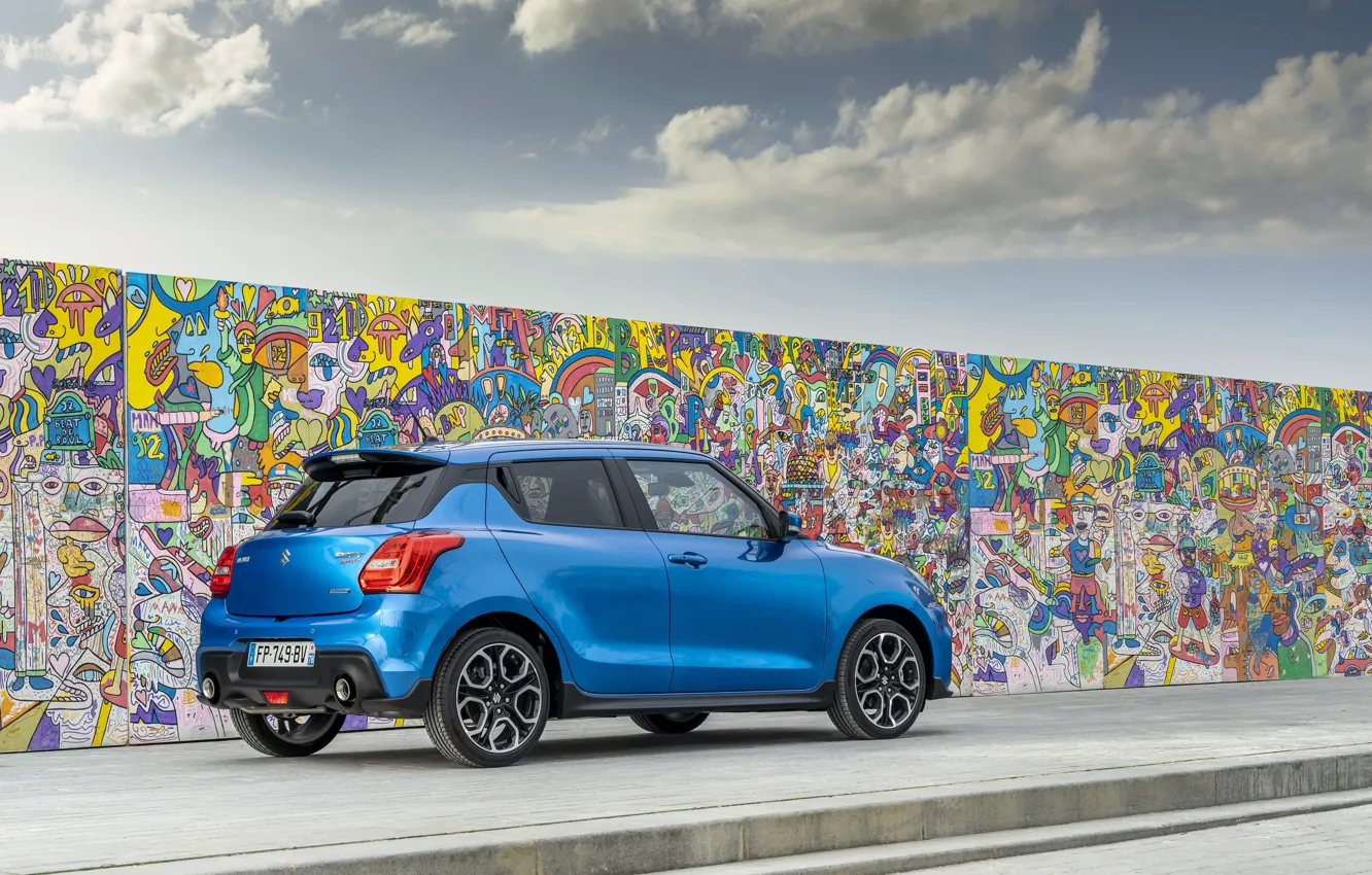 Photo wallpaper graffiti, Suzuki, Hybrid, Swift, Sport, 2020, wall