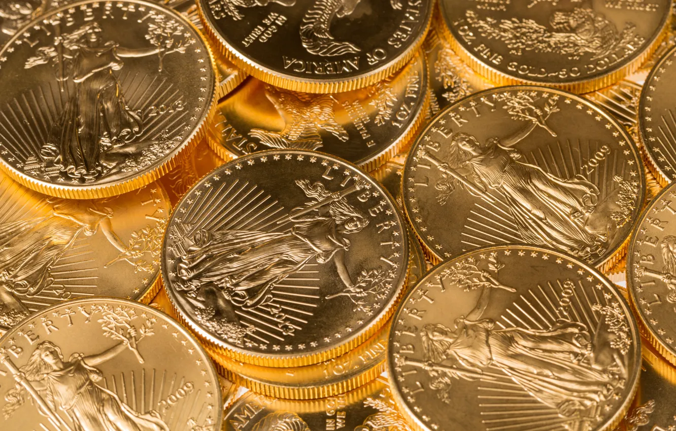 Photo wallpaper metal, money, coins