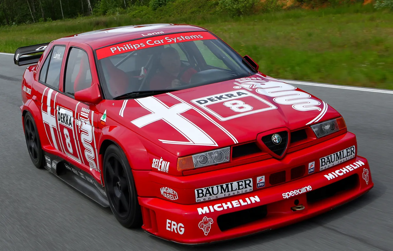 Photo wallpaper The hood, Alfa Romeo, Lights, DTM, 1993, Icon, Sports car, Alfa Romeo 155 V6 TI …