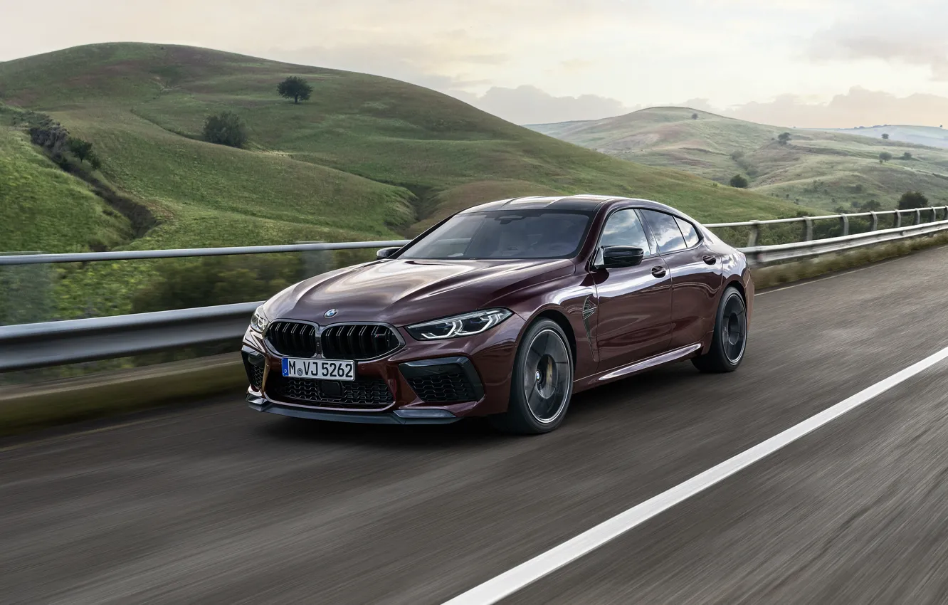 Photo wallpaper road, hills, coupe, BMW, 2019, M8, the four-door, M8 Gran Coupe, M8 Competition Gran Coupe, …