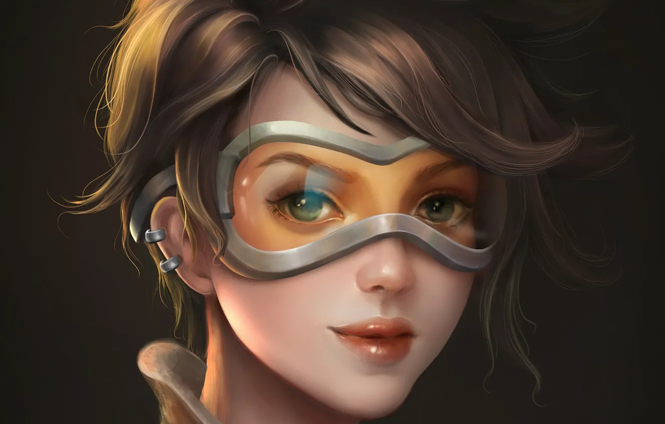 Photo wallpaper girl, face, glasses, Overwatch
