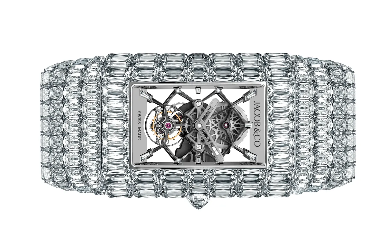 Photo wallpaper watch, diamonds, white background, luxury, exclusive, Billionaire, Ashoka, Jacob & Co, 7 000 000 $, …