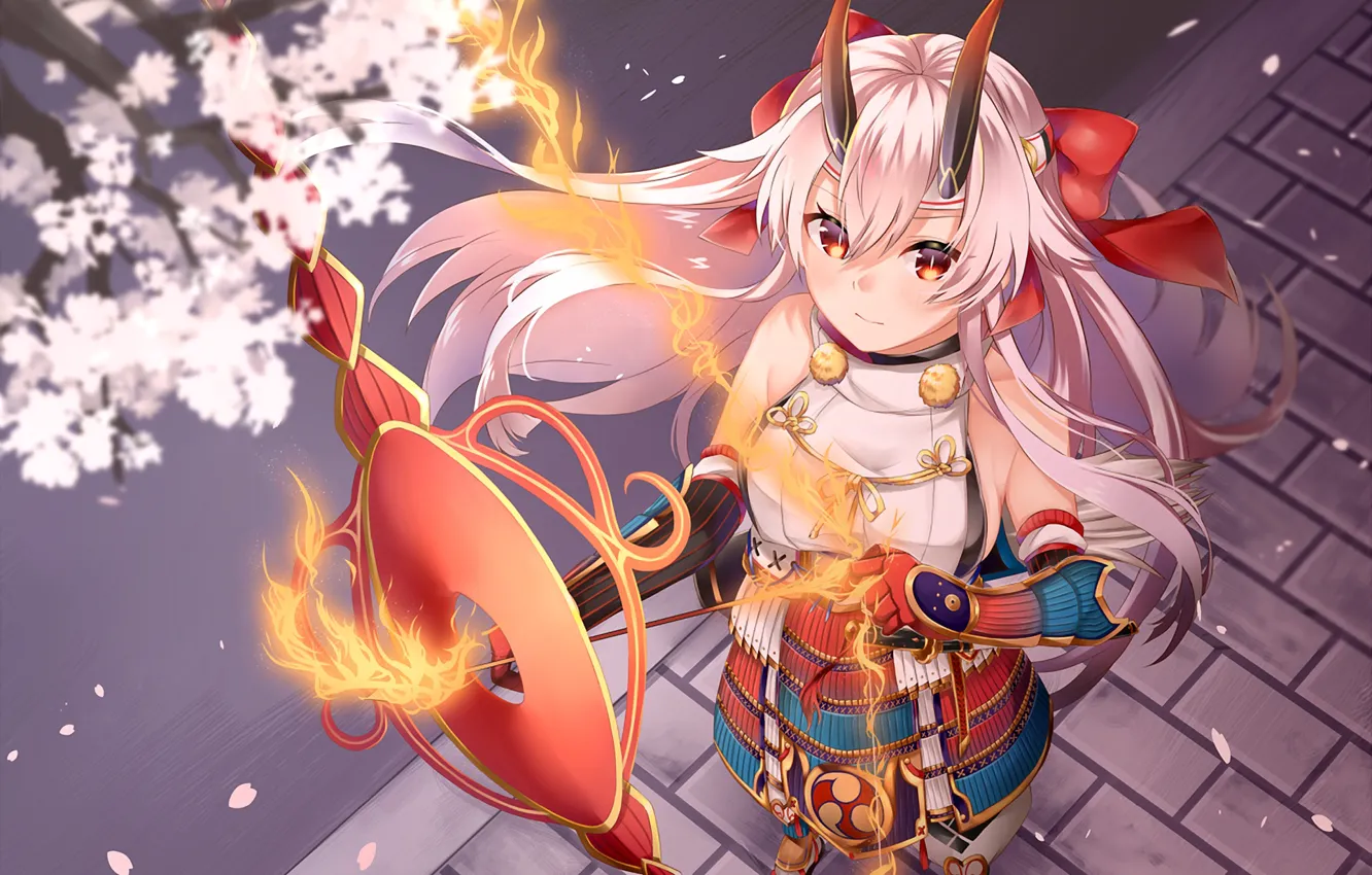 Wallpaper girl, weapons, fire, horns, Fate / Grand Order images for ...
