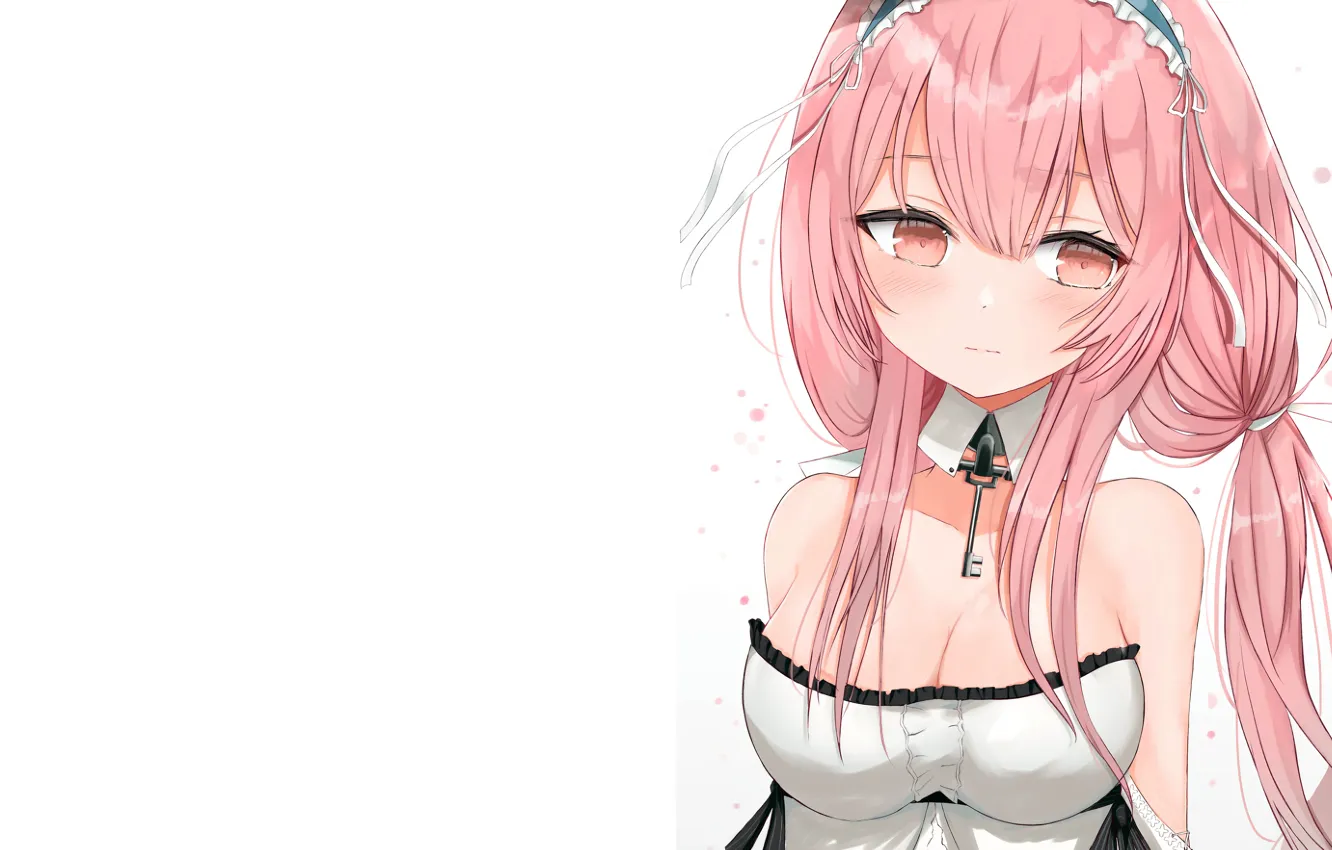 Photo wallpaper girl, sexy, cleavage, blouse, pink hair, long hair, boobs, anime, beautiful, pretty, breasts, Perseus, attractive, …