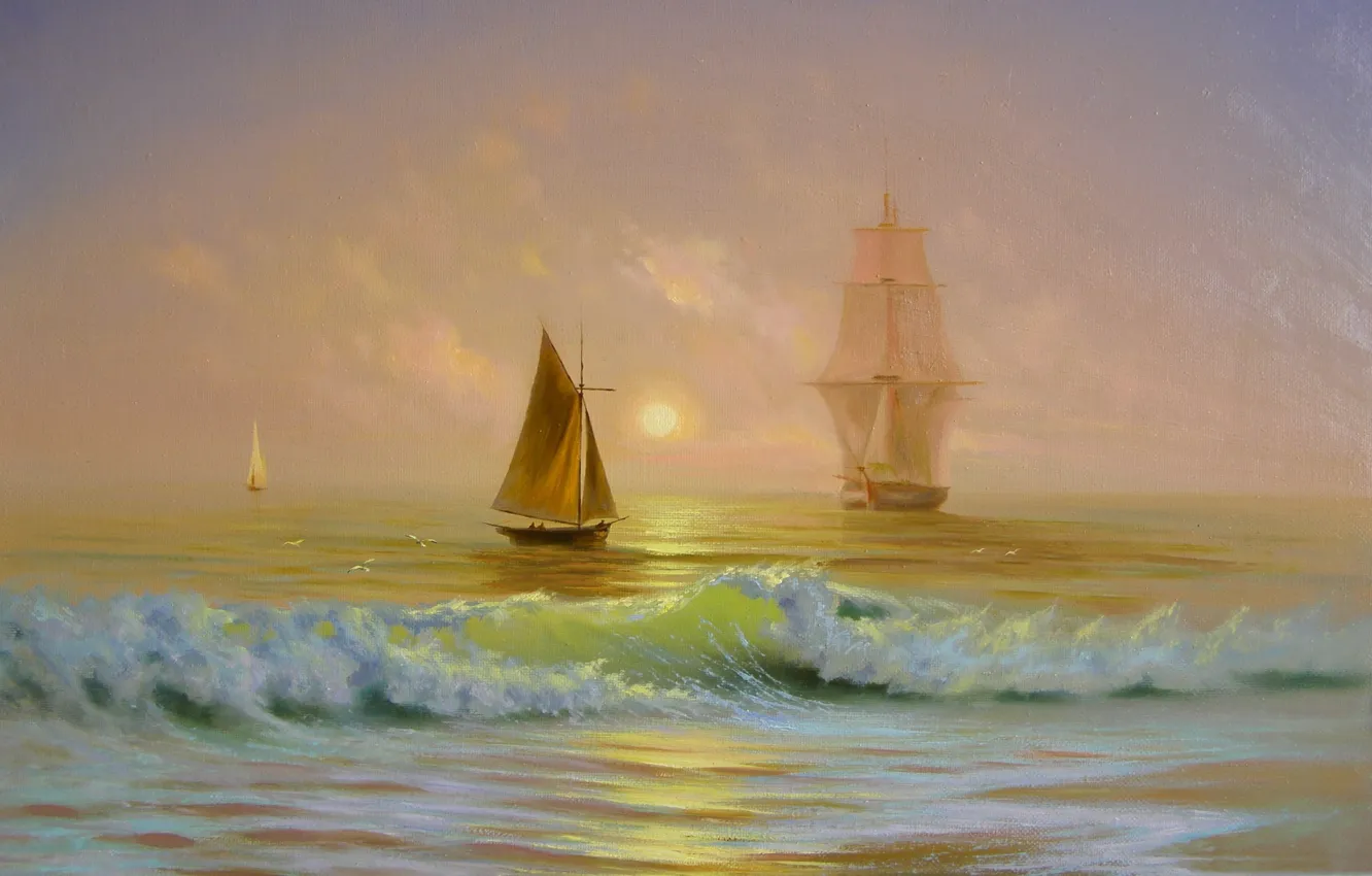 Photo wallpaper sea, boat, sailboat, ships, picture