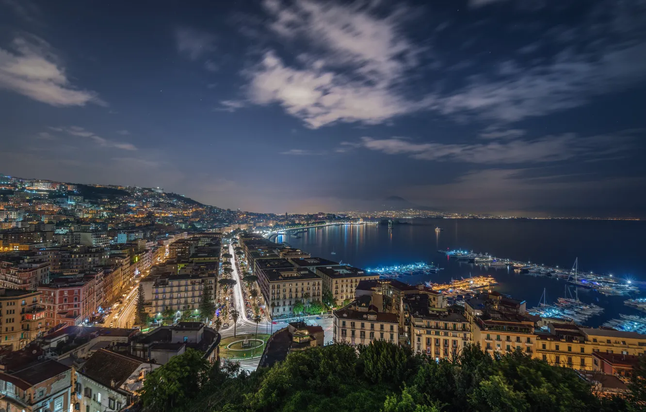 Wallpaper night, the city, boats, Napoli images for desktop, section