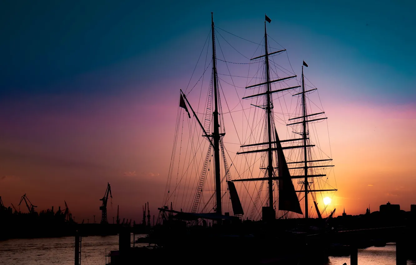 Wallpaper ship, sailboat, the evening, mast images for ...
