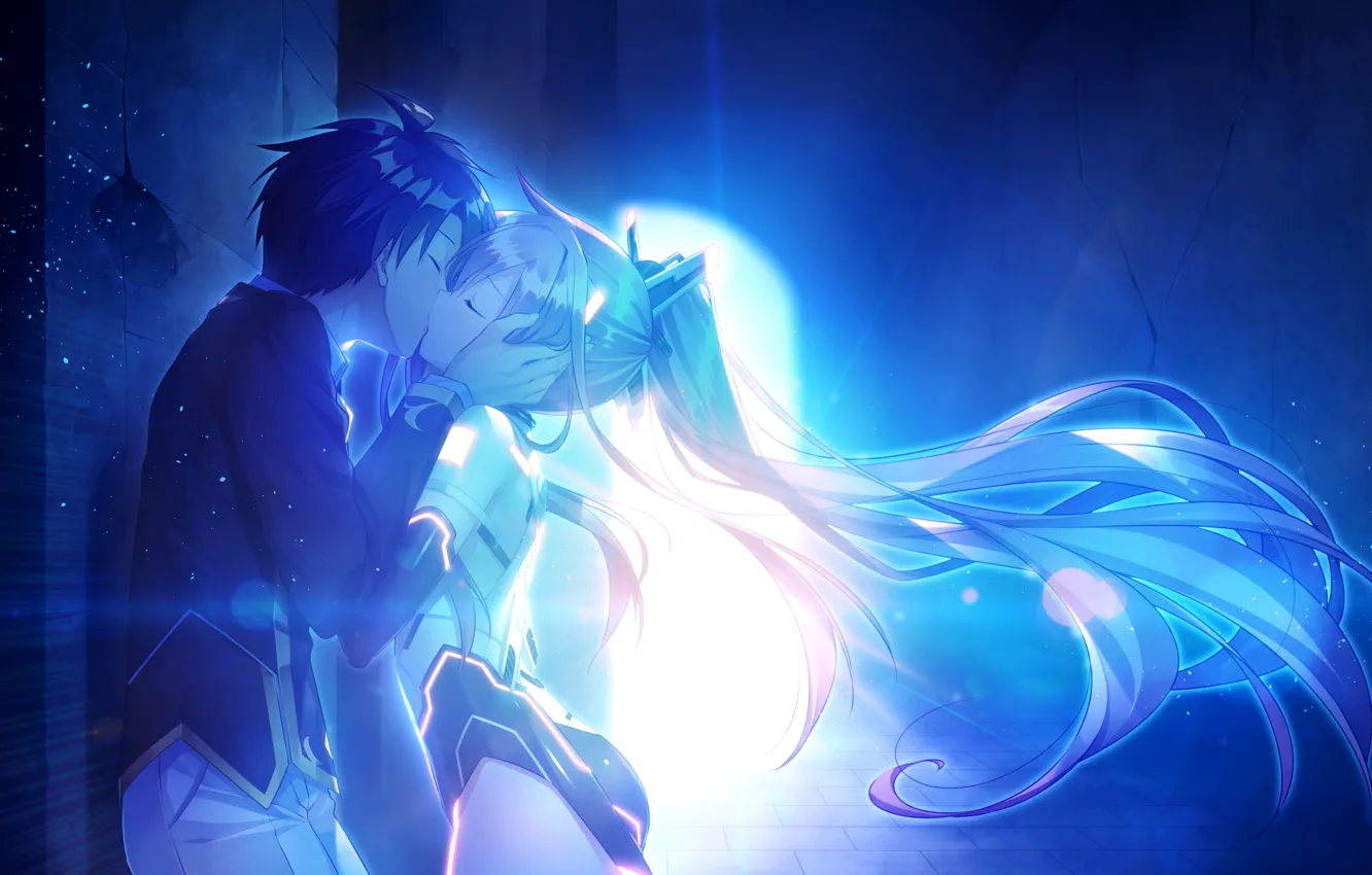 Photo wallpaper girl, kiss, hairstyle, guy, tunnel, games, anime, art, The World’s End Fallen Star