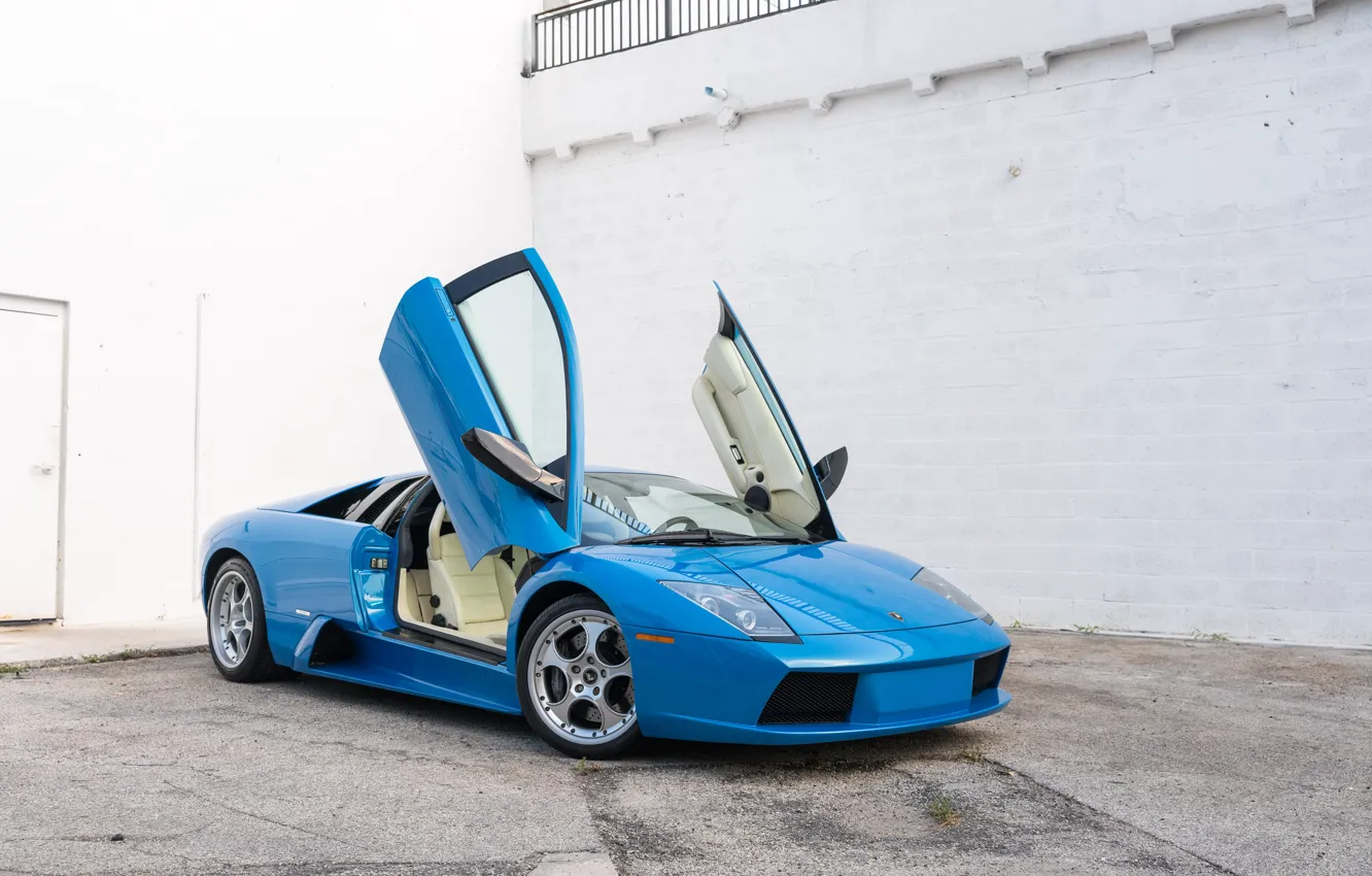 Photo wallpaper Blue, Lamborghini Murcielago, Supercar, Scissor doors